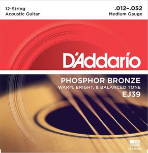 struny do gitary akustycznej 12str. D'ADDARIO - PHOSPHOR BRONZE / MEDIUM (EJ39) /012-052/