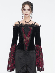 bluzka damska DEVIL FASHION - BLACK AND RED VINTAGE GOTHIC