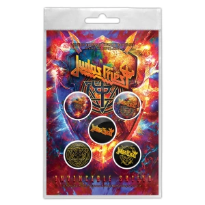 zestaw 5 szt. przypinek JUDAS PRIEST - INVINCIBLE SHIELD