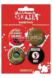 zestaw 4 przypinek SKATE