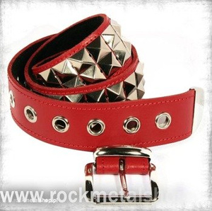 pasek z ćwiekami PYRAMID 2-rzędowy gęsty, skóra naturalna