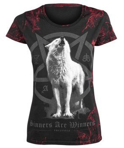 bluzka damska AMENOMEN - WHITE WOLF (OMEN048DA ALLPRINT RED)