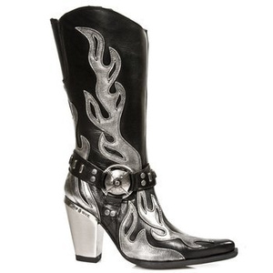 buty damskie NEW ROCK - NOMADA NEGRO Y BOX PLANE, BULL NEGRO TACON ACERO [M.7901-S2]