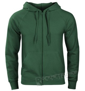 bluza FRUIT OF THE LOOM - BOTTLE GREEN bez nadruku, rozpinana z kapturem