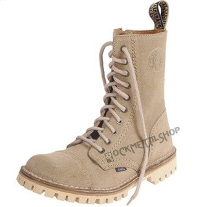 glany STEEL - BEIGE (10-dziurkowe) zamszowe + suwak