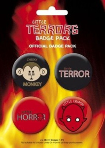 zestaw 4 przypinek LITTLE TERROR
