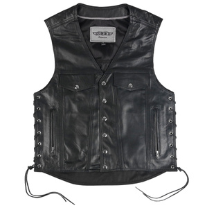 kamizelka męska  skórzana UNIK 7,  z bocznymi rzemieniami