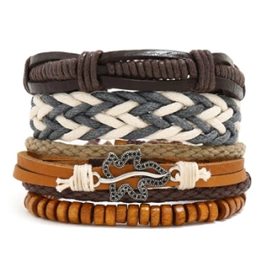 bransoletka BOHO BROWN - LEAF, zestaw 3 bransoletek