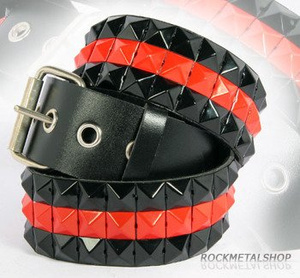 pasek z ćwiekami PYRAMID 3-RZĘDY, skóra ekologiczna