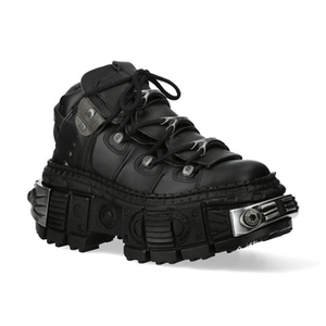buty NEW ROCK VEGAN NEGRO, TANK CASCO NEGRO POWER ACERO, PUNTERA Y TRASERA ACERO [M-WALL106-V17]  VEGAN