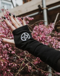 rękawiczki/rękawki KNITTED PENTAGRAM czarne