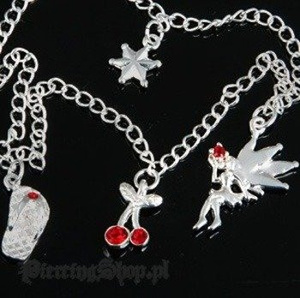 łańcuszek na kostkę WISIENKI oczko czerwone [ANK-09]