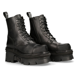 buty NEW ROCK NOMADA NEGRO,REACTOR NEGRO E-14 MATRICULA Y LATERAL OXIDO MILITAR , ojetes pv sat [M.NEWMILI083-S22]