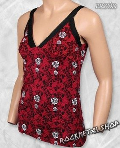 bluzka damska SKULLS & ROSES top damski czerwony