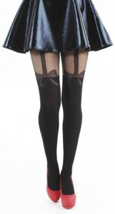 rajstopy NET BOW SUSPENDER BLACK