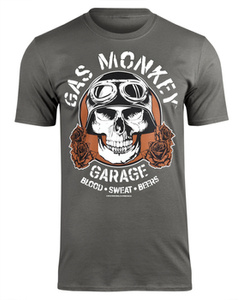 koszulka GAS MONKEY GARAGE - SKULL ciemnoszara