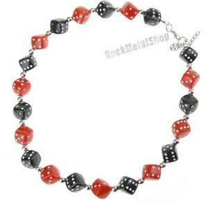 koraliki KOSTKI czarno/czerwone