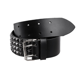 pas z ćwiekami 4-rzędowy, PYRAMID BLACK, skóra naturalna