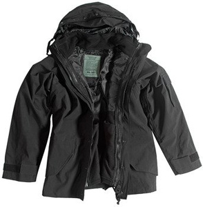 kurtka BLACK WET WEATHER JACKET WITH FLEECE LINER