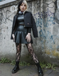 rajstopy  ROSE SKULL NET KABARETKI czarne