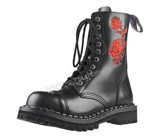 glany STEADY'S - 10 dziurek, czarne / CZERWONA RÓŻA (STE/10/HAFT)