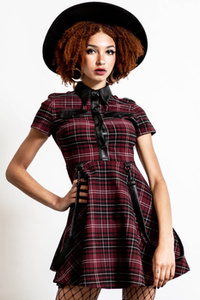 sukienka KILLSTAR - MENACE (BLOOD TARTAN)