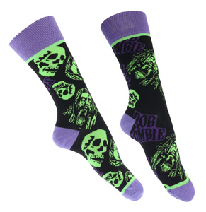 skarpetki ROB ZOMBIE - SKULL FACE GREEN/PURPLE