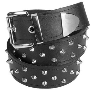 pasek z ćwiekami CONE STUD  3-rzędowy naprzemienny, skóra naturalna (D)