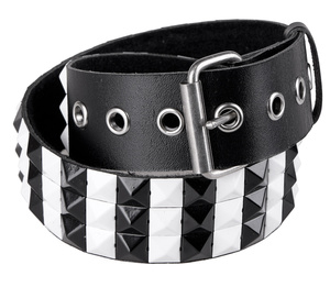 pasek z ćwiekami PYRAMID 3-RZĘDY, skóra ekologiczna