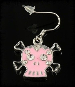 kolczy PINK SKULL