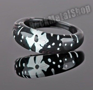 pierścień FLORAL czarny