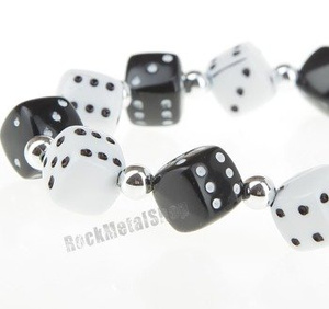 koraliki KOSTKI białe/czarne