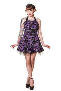 sukienka BANNED - PURPLE TARTAN