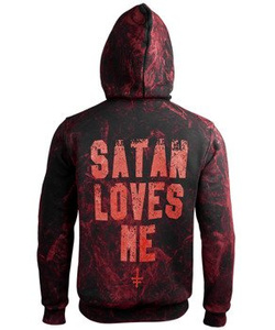 bluza AMENOMEN - SATAN LOVES ME (OMEN057CR ALLPRINT RED) rozpinana, z kapturem