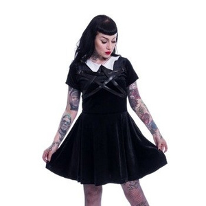 sukienka HEARTLESS - WEDNESDAY NIGHT PENTAGRAM VELVET BLACK