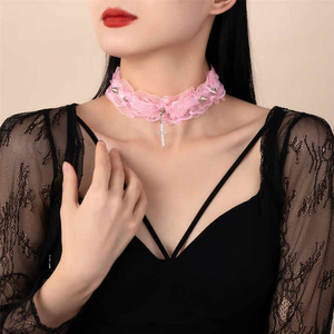 naszyjnik/choker CROSS (pink)