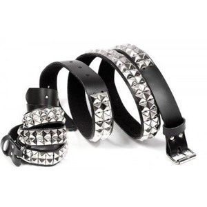 pasek 2-RZĘDOWY pyramid skóra naturalna