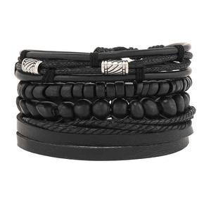 bransoletka BOHO BLACK, zestaw 4 bransoletek