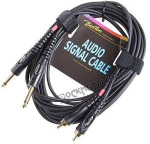przewód audio BOSTON: 2x RCA (cinch) -  2x JACK MONO duży (6.3mm) / 6m