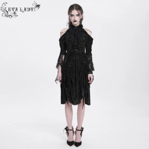 sukienka DEVIL FASHION - BLACK GOTHIC BEADED