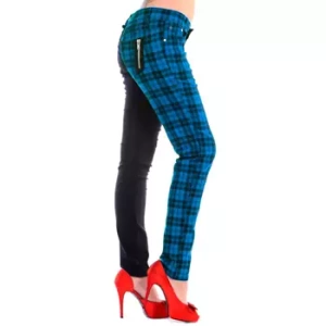 spodnie damskie BANNED - BLACK/BLUE CHECK