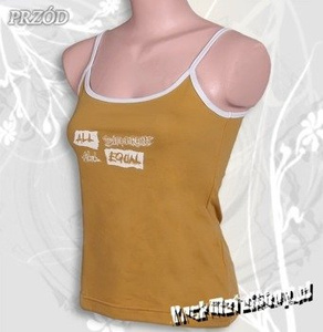 bluzka damska ALL DIFFERENT ALL EQUAL brudnożólta, na ramiączkach