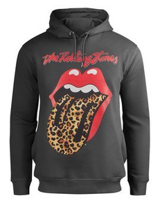 bluza THE ROLLING STONES - LEOPARD TONGUE, z kapturem, szara